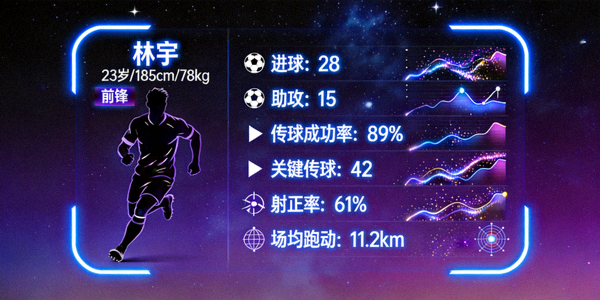 星空电竞球员个人技术统计面板展示足球运动员详细数据